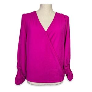 Entro Boutique Women's Top Size L Pink Faux Wrap